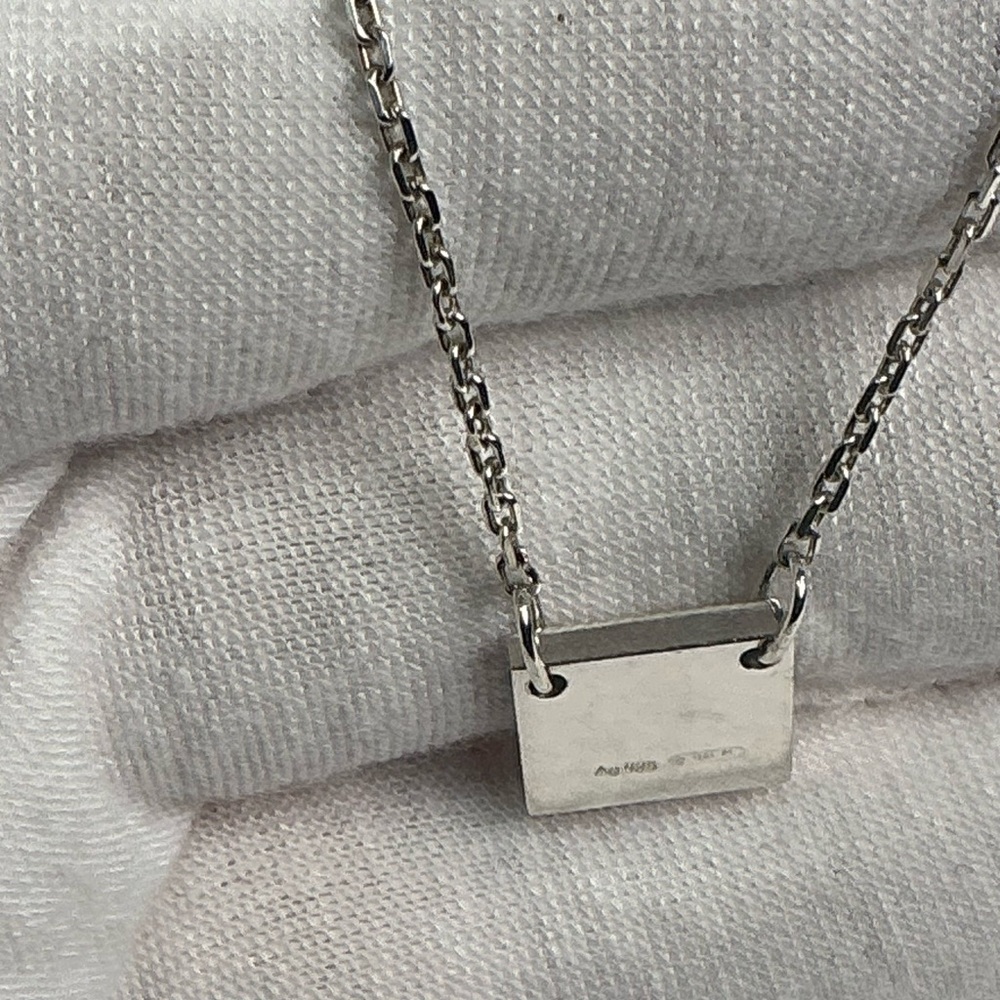 Authentic Gucci Square Plate Tag Pendant 925 Silver Necklace Signature Clasp - Picture 10 of 14